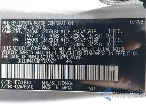 2008 Toyota Highlander Hybrid Limited из США, поврежденный, VIN JTEEW44A482023632